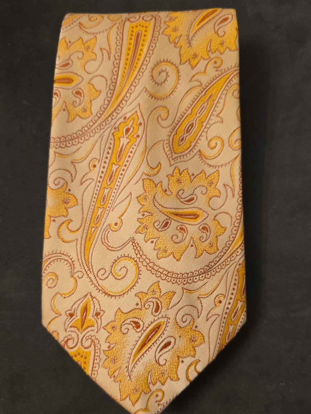 Wemlon By Wembley Paisley Silk Tie in Yellow and Cream